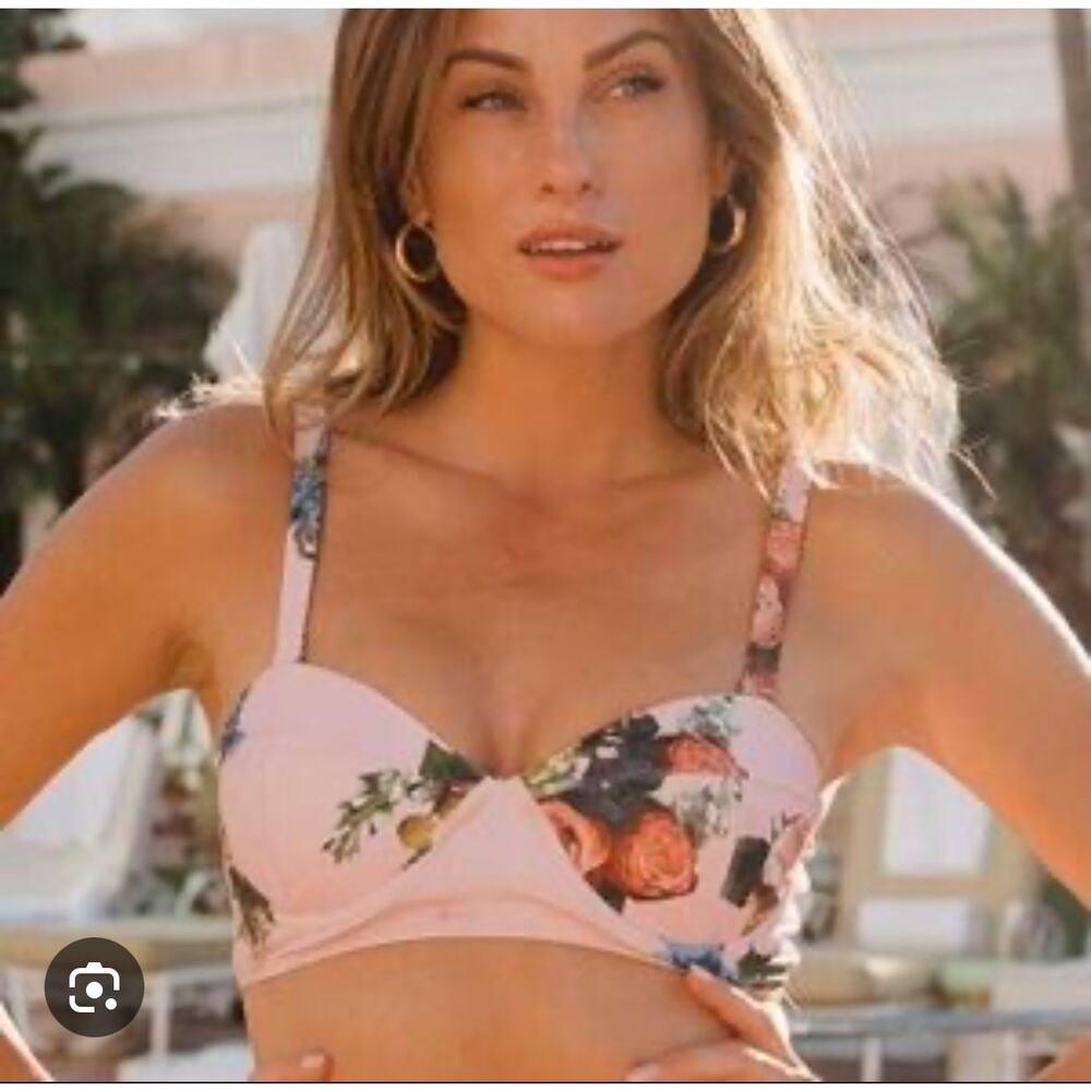 Albion Hailey Pink Underwire Longline Crop Floral Bikini Top